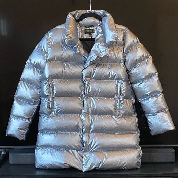 NWT Dolls Kill Club Exx Silver Metalic Puffer Jacket, Size S - Picture 1 of 8